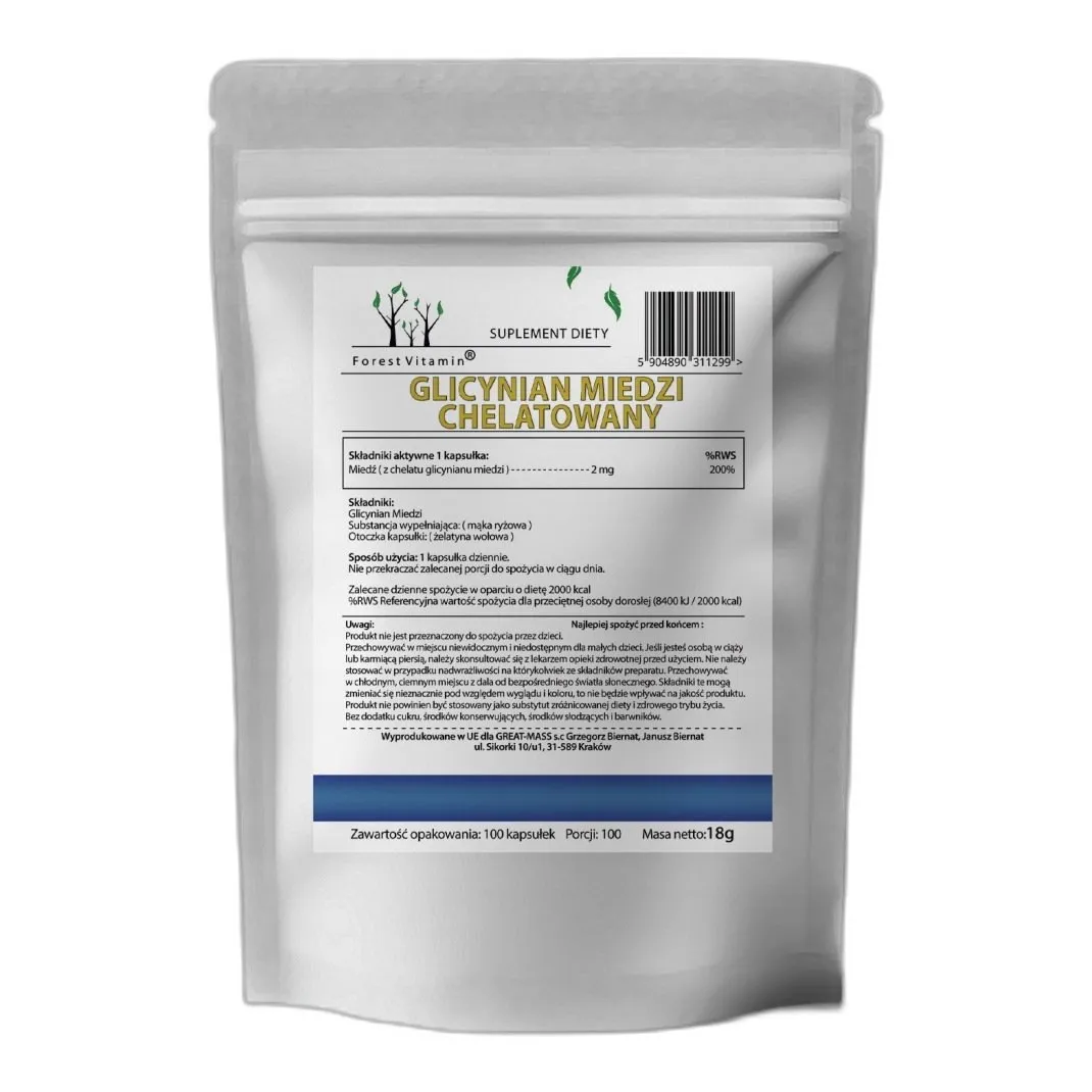 Miedź chelatowana – glycinian miedzi, odporność, kości — zdjęcie 3